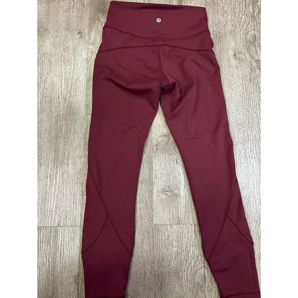 Lululemon Tight Stuff Tight II 24 Burgundy High Rise Compression Leggings Size 6